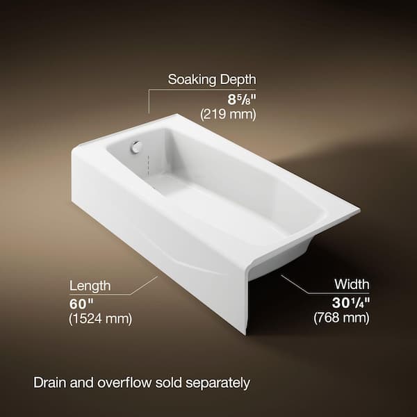 Villager 60 in. x 30.25 in. Soaking Bathtub with Left-Hand Drain in White