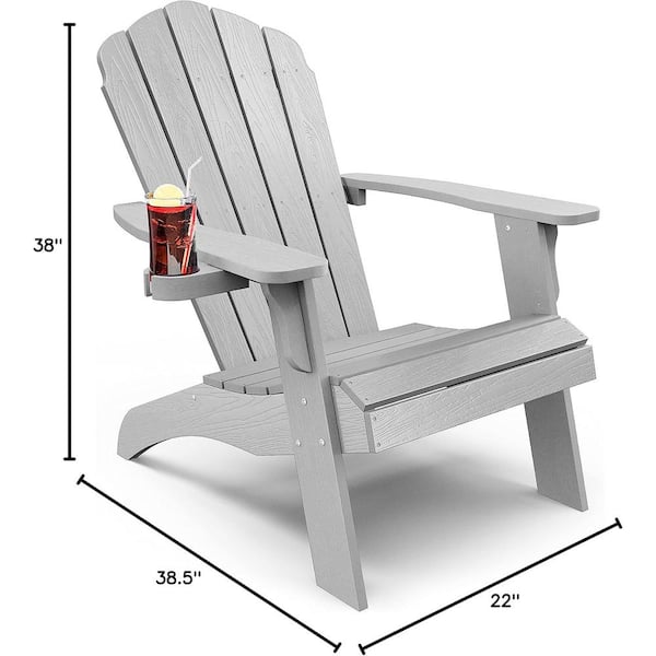 Mximu Oversize Gray Outdoor Plastic Adirondack Chair with Large