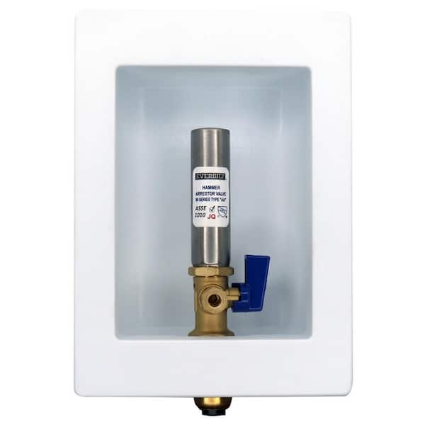 1/2 in. Brass Push-to-Connect Ice Maker Outlet Box with Water Hammer Arrestors