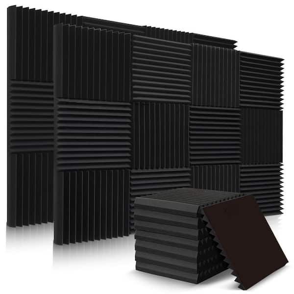 2 in. x 12 in. x 12 in. Black Foam Sound Absorbing Panel, Fire Resistant Soundproof Wedges Panels (50-Pack)