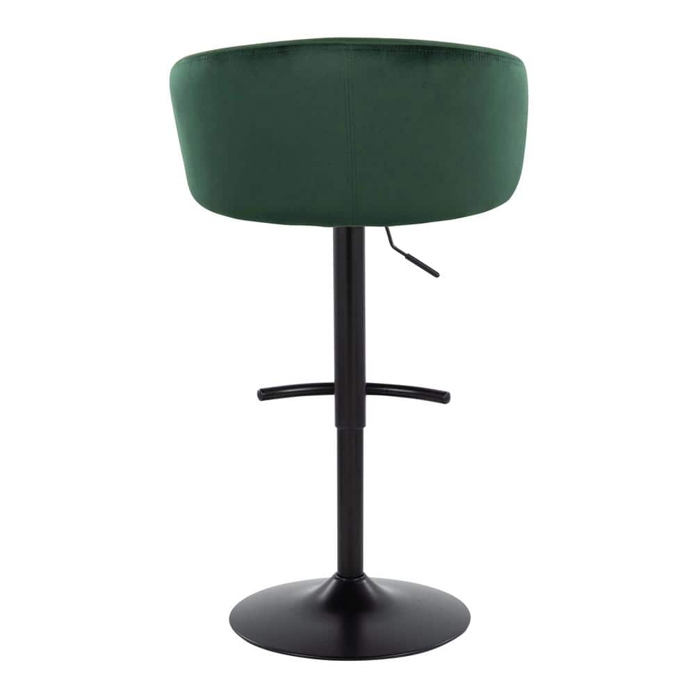 Green Velvet Adjustable Swivel Bar Stools with Metal Frame