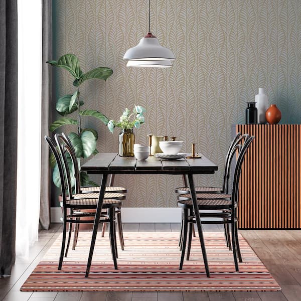 Sand Block Print Leaves Vinyl Peel and Stick Wallpaper Roll (Covers 28 sq. ft.)