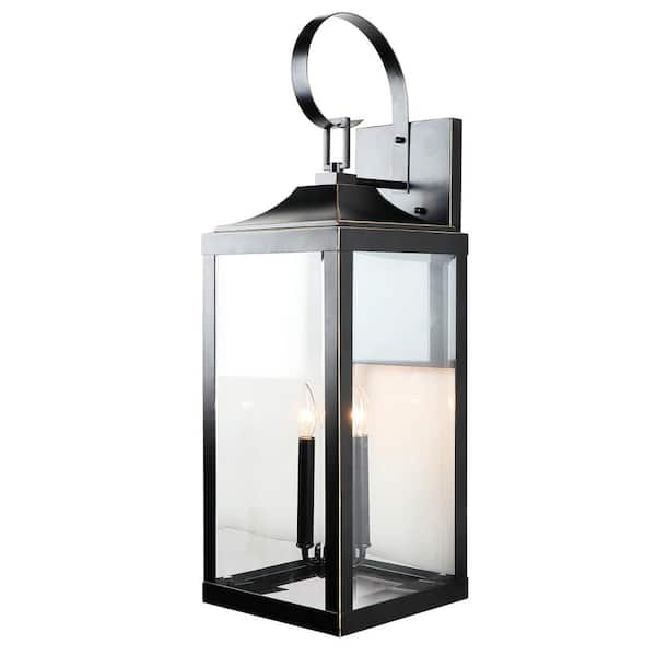 Unbranded Black Outdoor 31.5 in. Hardwired Wall Lantern Sconce with no Bulbs Included