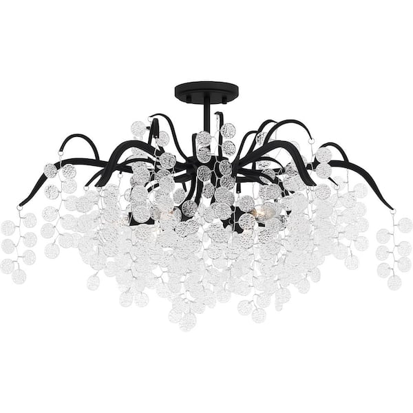 Quoizel Maple 29 in. 6-Light Earth Black Semi Flush Mount