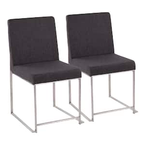 Fuji Charcoal Fabric Stainless Steel High Back Side Dining Chair (Set of 2)