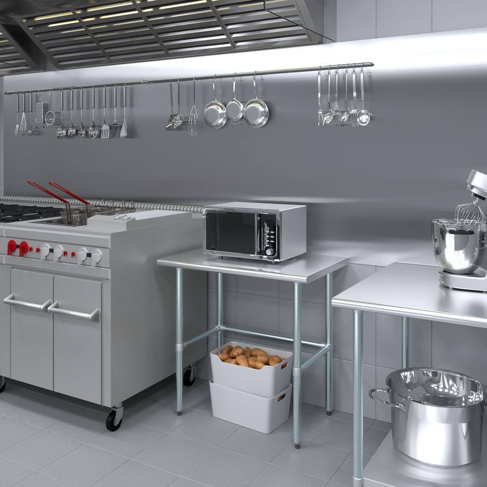 36" Stainless Steel Open Base Work Table with Galvanized Legs