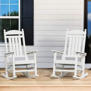 Oscar White HDPS Recycled Plastic Weather-Resistant Adirondack Porch Rocker Patio Outdoor Rocking Chair Set of 2