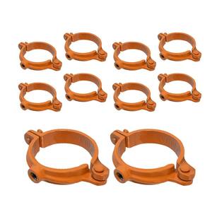 3/4 in. Hinged Split Ring Pipe Hanger, Copper Epoxy Coated Clamp with 3/8 in. Rod Fitting, for Hanging Tubing (10-Pack)