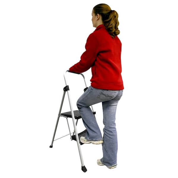 2-Step Metal Folding Utility Step Stool Ladder