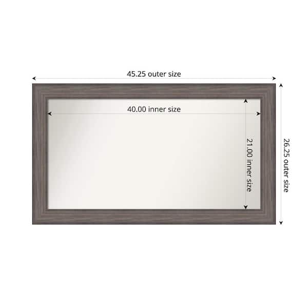 Amanti Art Country Barnwood 45.25 in. W. x 26.25 in. Custom Non-Beveled Wood Framed Bathroom Vanity Wall Mirror