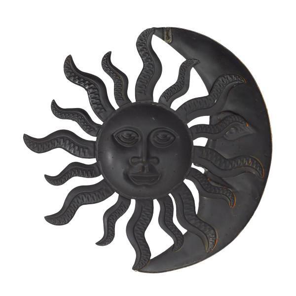 Red Metal Sun and Moon Indoor Outdoor Wall Decor