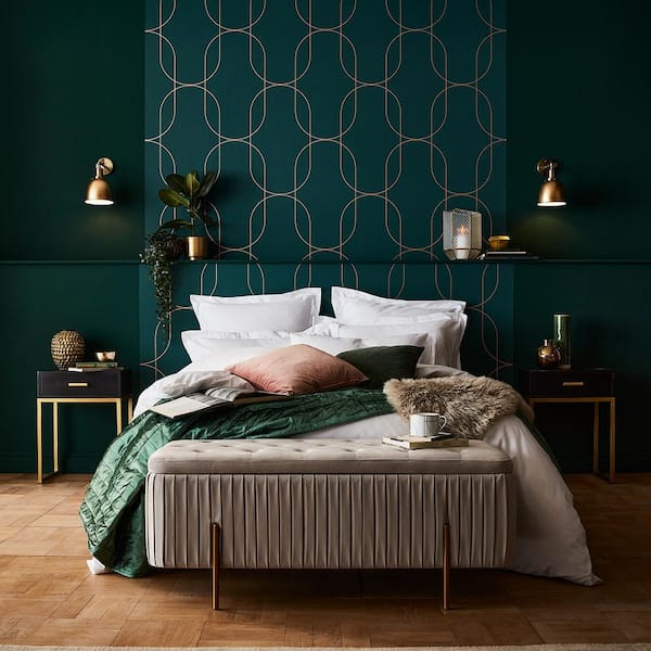 Palais Green and Copper Geometric Paste the Wall Wallpaper