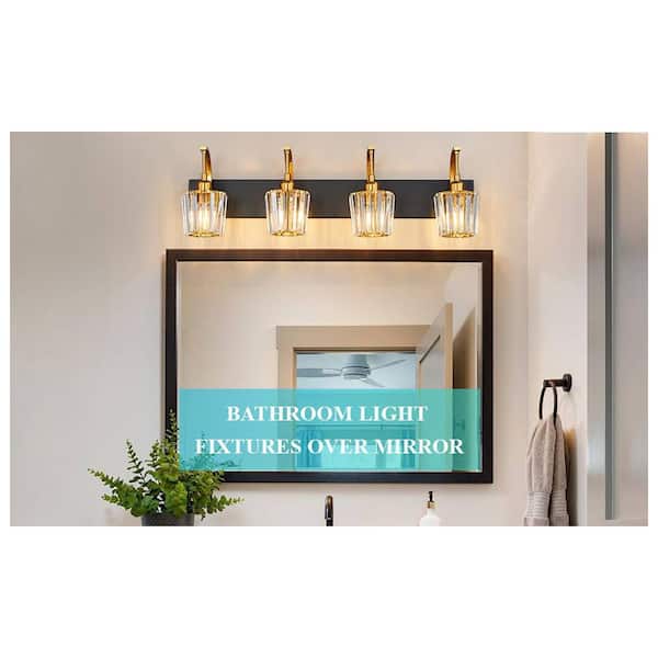 ZHLWIN Home Lighting 32.67 in. 4-Light BlackGold Conical Vanity