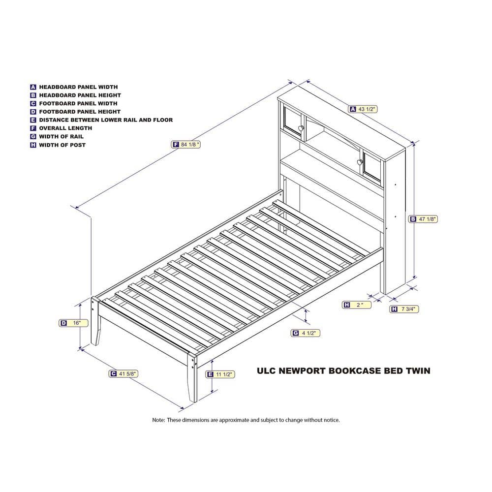 Walnut Twin Platform Bed with Bookcase Headboard and Storage
