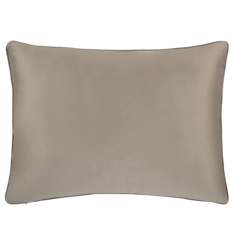Taupe Embroidered Polyester Standard Sham