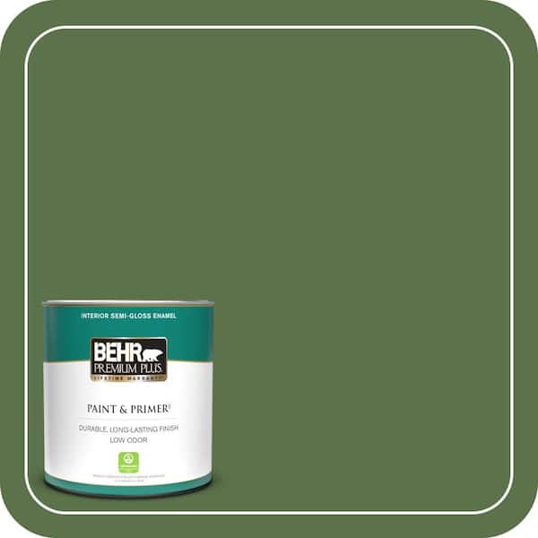 BEHR PREMIUM PLUS 1 qt. #MQ6-48 Hummingbird Green Semi-Gloss Enamel Low Odor Interior Paint & Primer