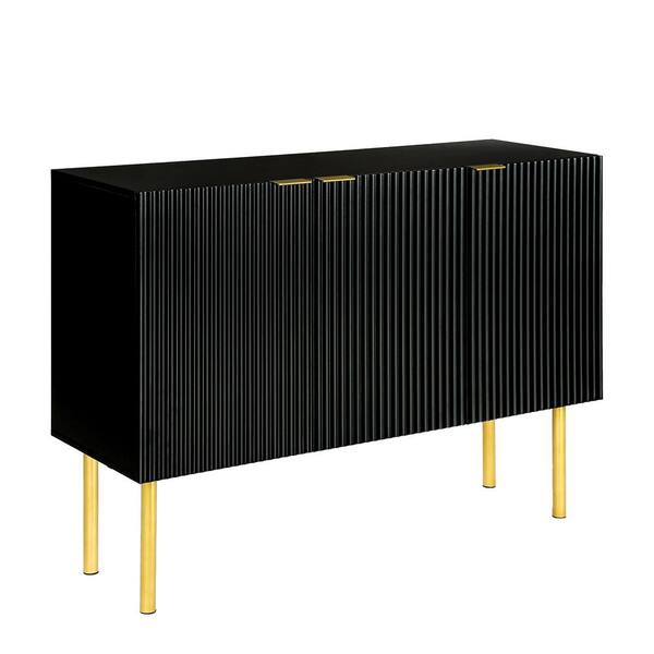 47 in. W x 17 in. D x 37 in. H in Black Particle Board Assemble Upper Pantry Kitchen Cabinet with Gold Metal Legs