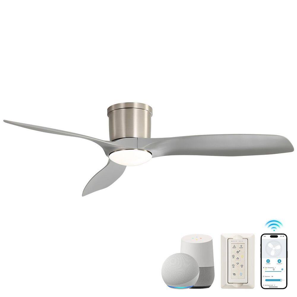 52 in. Indoor Smart Integrated LED Nickel Ceiling Fan with Light and Remote/APP Control, Works with Alexa/Google price history on PriceWatchPro