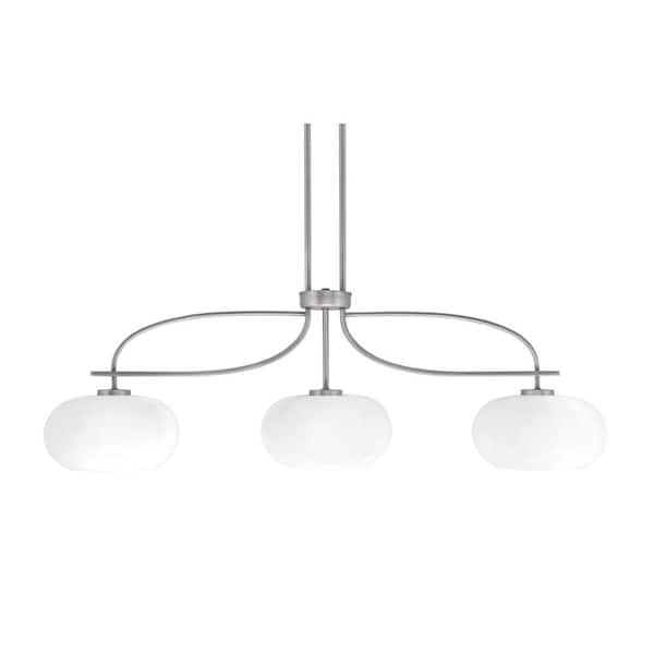 Unbranded Olympia 13.5 in. 3-Light Chandelier Graphite White Muslin Glass Shade