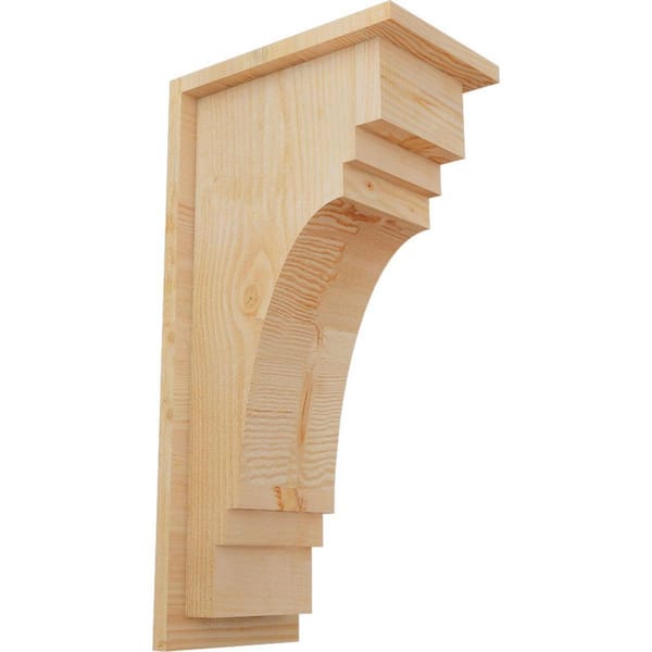 Ekena Millwork 8 in. x 12 in. x 24 in. Douglas Fir Pescadero Rough Sawn Corbel with Backplate