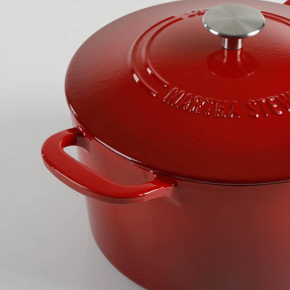 Red 7-Quart Enameled Cast Iron Dutch Oven with Lid