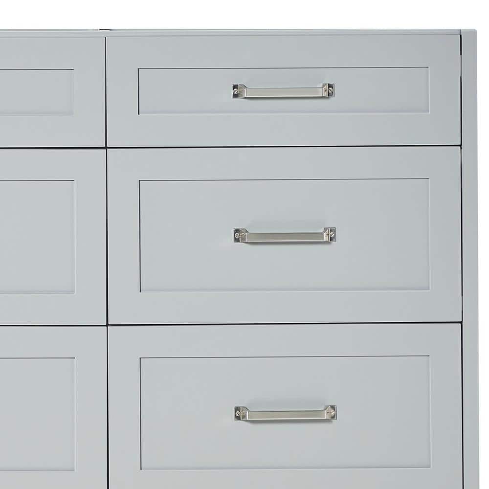 Gray Wood Double Sink Freestanding Vanity with Quartz Top