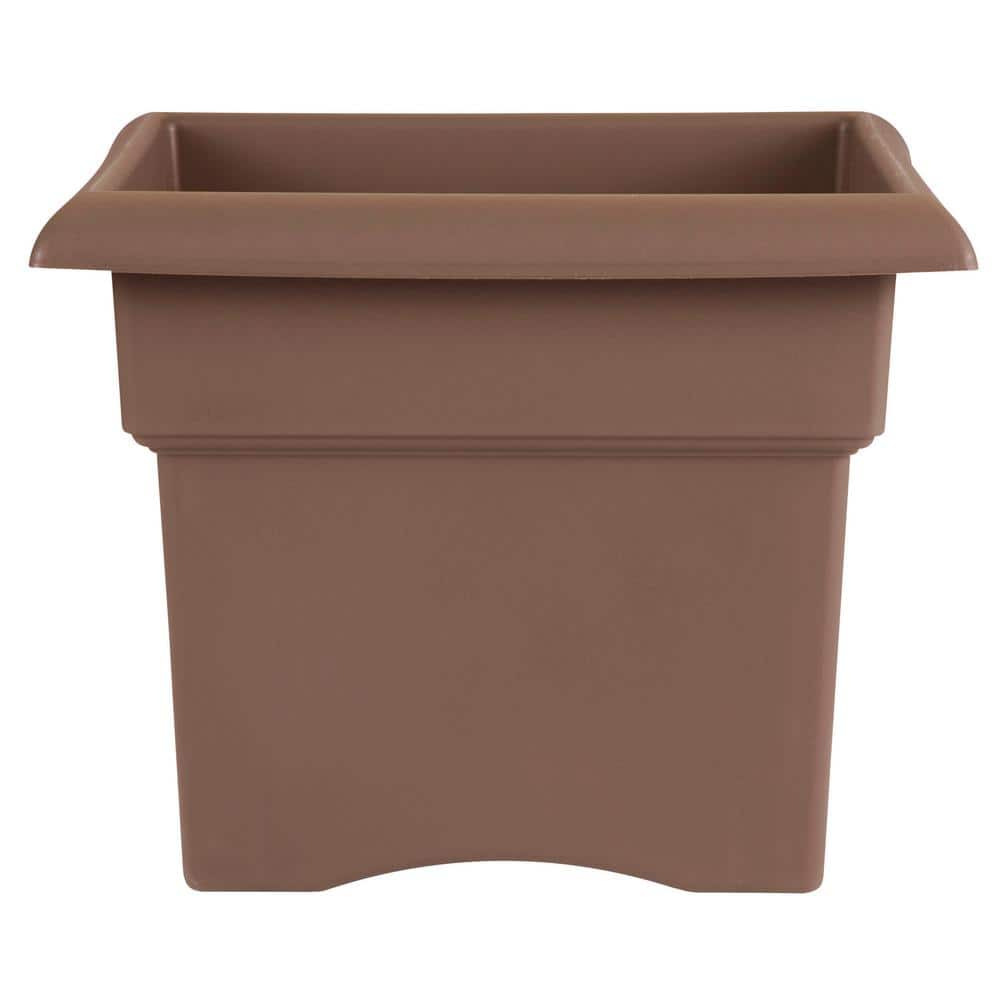 Bloem Veranda Square 18 in. Chocolate Plastic Deck Box Planter 457185 ...