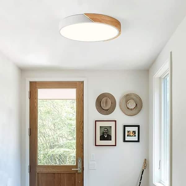 16 in. White Minimalist Integrated LED Ceiling Light Flush Mount ...