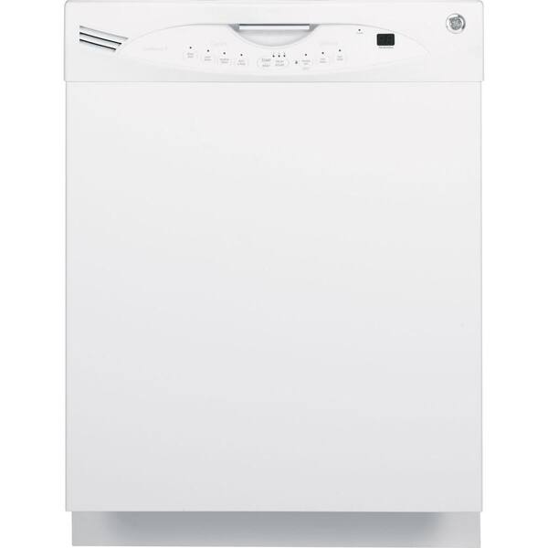 GE Front Control Built-In Tall Tub Dishwasher in White with Stainless Steel Tub