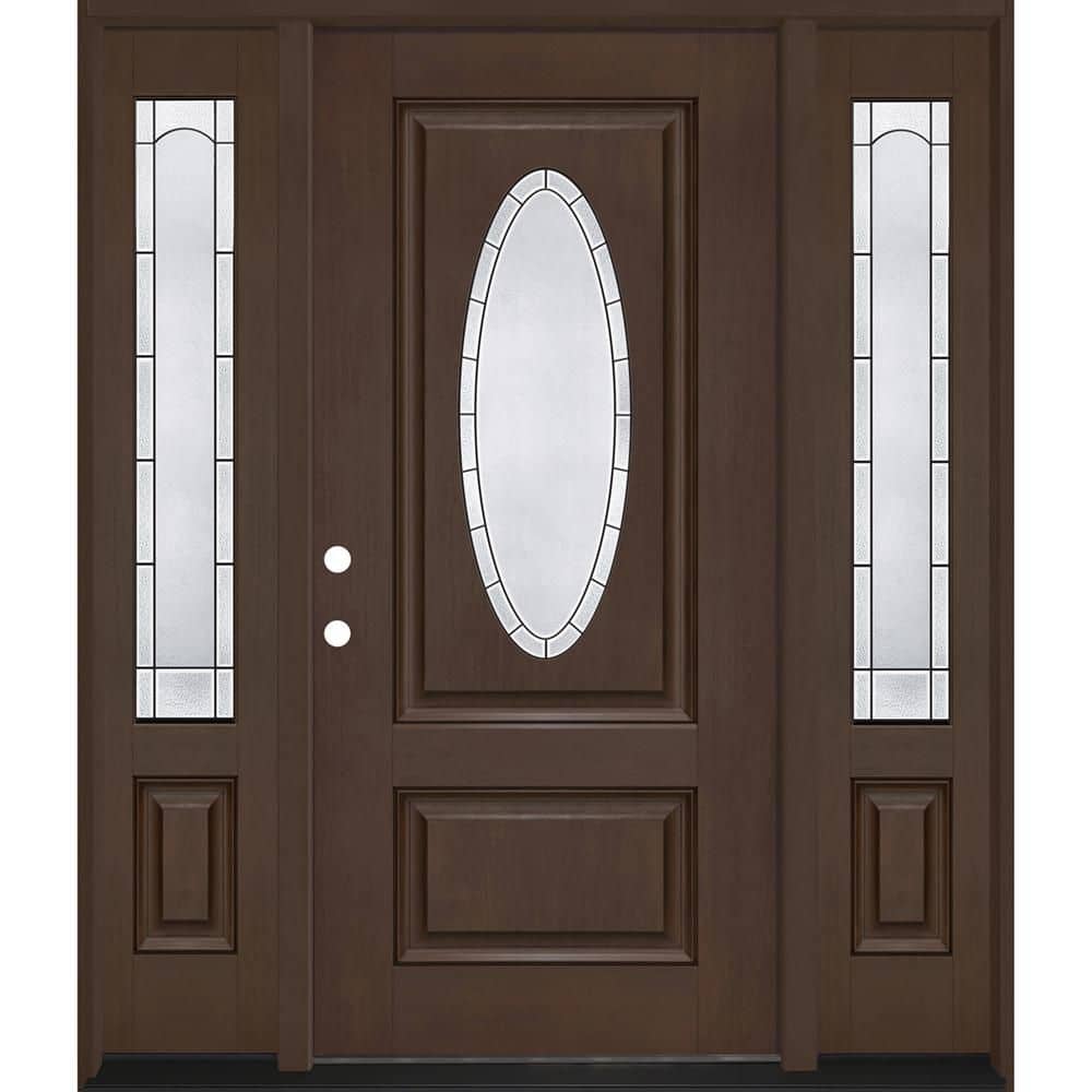 Regency 68 in. x 80 in. 3/4L Oval Empire Glass RHIS Hkry Mahogany Fiberglass Prehung Front Door w/14in-Full SLs 6-9/16 price history on PriceWatchPro