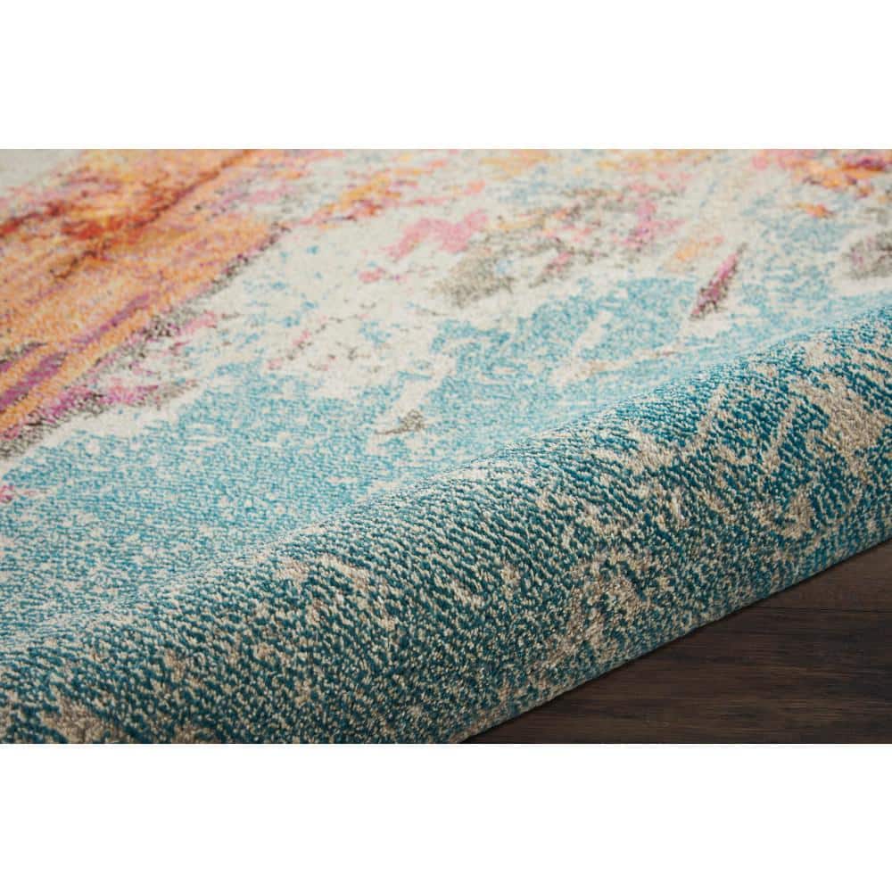 Med Grey Celestial Sealife 94" Synthetic Round Rug