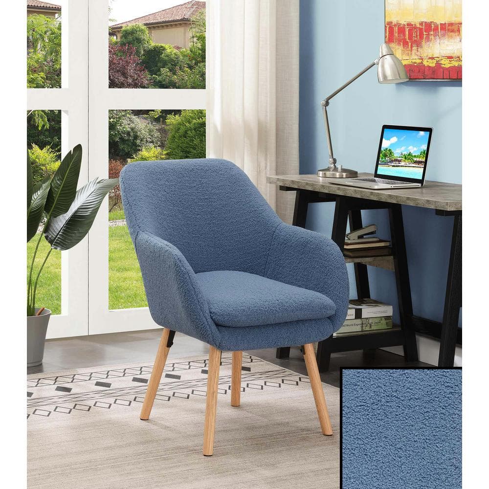 Charlotte Sherpa Blue Wood Wingback Accent Chair