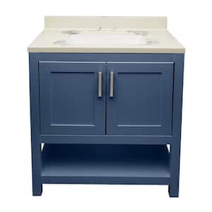 Taos 31 in. W x 22 in. D x 36 in. H Bath Vanity in Navy Blue with Carrara Cultured Marble Top