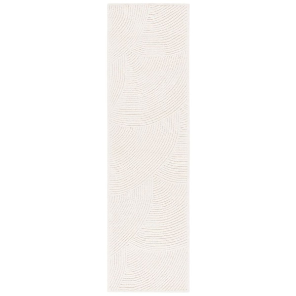 Textural 2 ft. x 10 ft. Ivory Monochrome Geometric Runner Rug