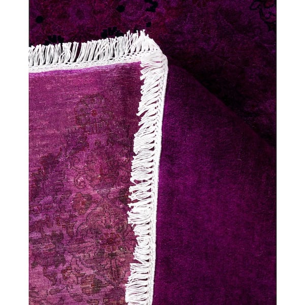 Overdyed Purple 8 ft. x 8 ft. Solid Wool Indoor Area Rug
