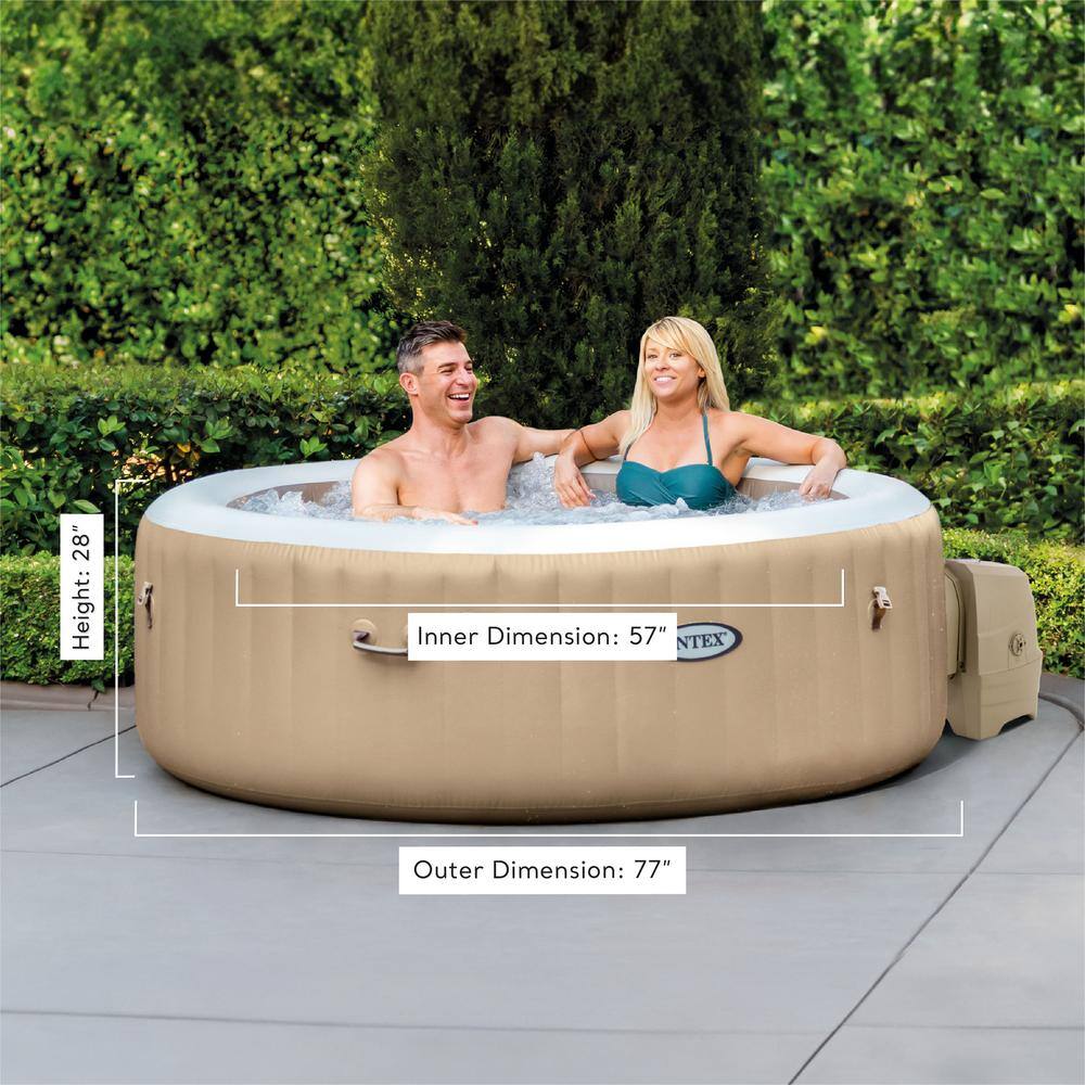 Intex Tan and White Round Inflatable 4-Person Hot Tub Spa