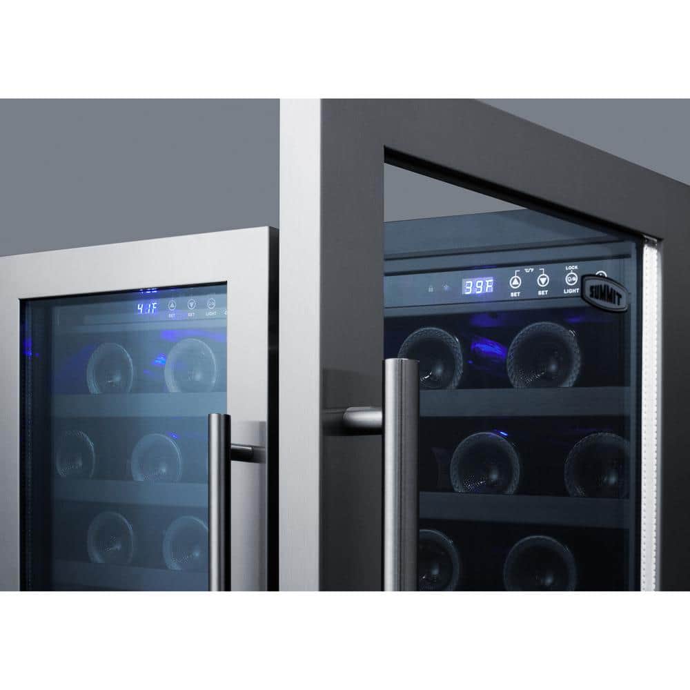 Summit 30" Stainless Steel Dual Zone Wine Cellar with Glass Doors