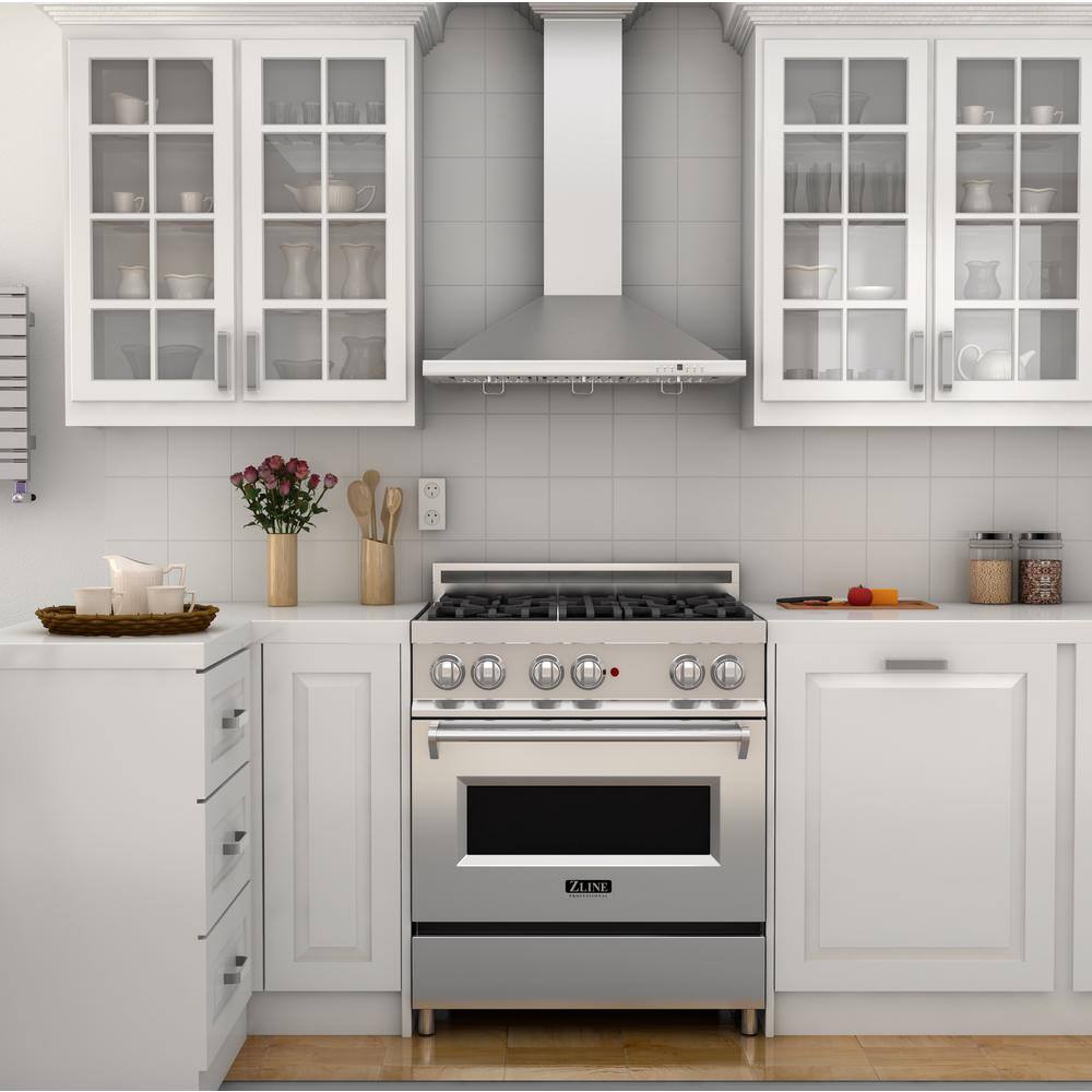 36" Stainless Steel Wall Mounted Range Hood with Crown Molding