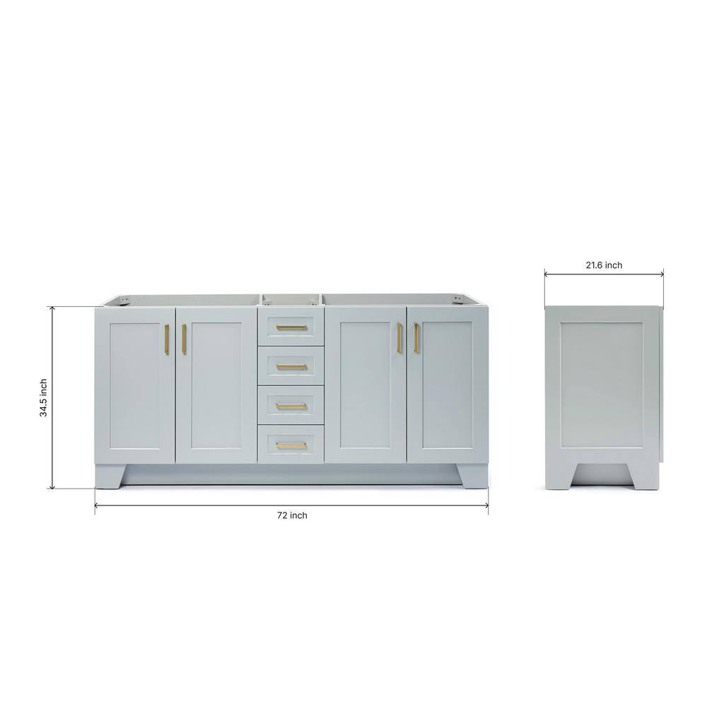 Taylor 72" Gray Double Freestanding Vanity with Brass Hardware