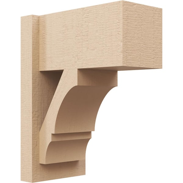 Ekena Millwork 8 in. x 18 in. x 14 in. Balboa Block Rough Cedar Woodgrain Timberthane Polyurethane Outlooker, Primed Tan