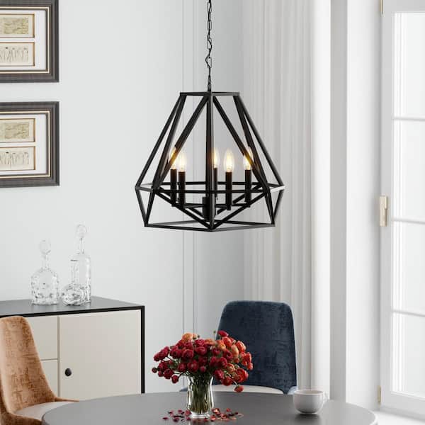 Maxax 5-Light 18.5 in. Black Modern Candle Dimmable Pendant Dining Room Kitchen Ceiling Lights Foyer Bedroom Lighting