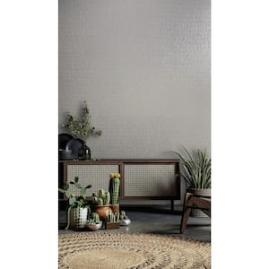 Kumano Collection Silver Textured Ruche Silk Pearlescent Finish Non-Pasted Vinyl on Non-woven Wallpaper Roll