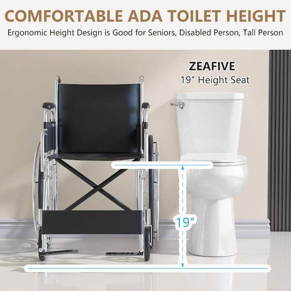 Zeafive Ace Elongated Two-Piece Toilet 1.28 GPF Single Flush 19 in