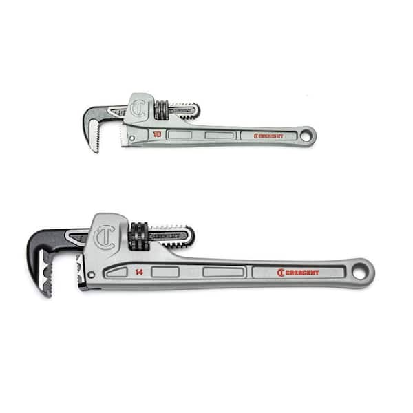 Crescent 10 in. and 14 in. Aluminum Slim/K9 Jaw Pipe Wrench Set (2-Piece)