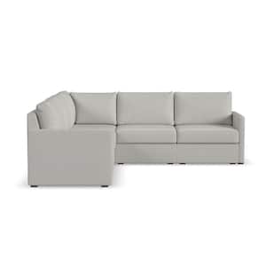 Flex 102 in. W Straight Arm 5 PC Polyester Performance Fabric Modular Sectional Sofa Frost Light Gray