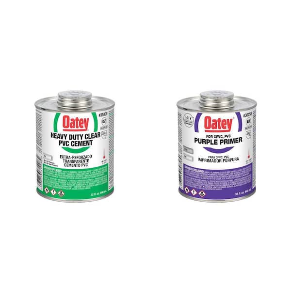 32 oz. Heavy-Duty Clear PVC Cement and 32 oz. Purple CPVC PVC Primer Combo
