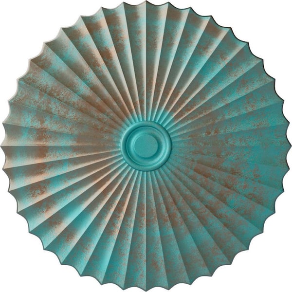 Ekena Millwork 2 in. x 47-5/8 in. x 47-5/8 in. Polyurethane Shakuras Ceiling Medallion, Copper Green Patina
