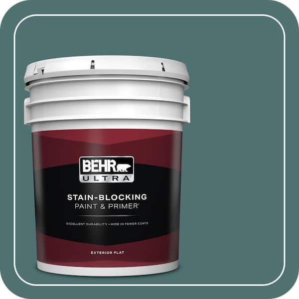 BEHR ULTRA 5 gal. #S440-6 Tealish Flat Exterior Paint & Primer