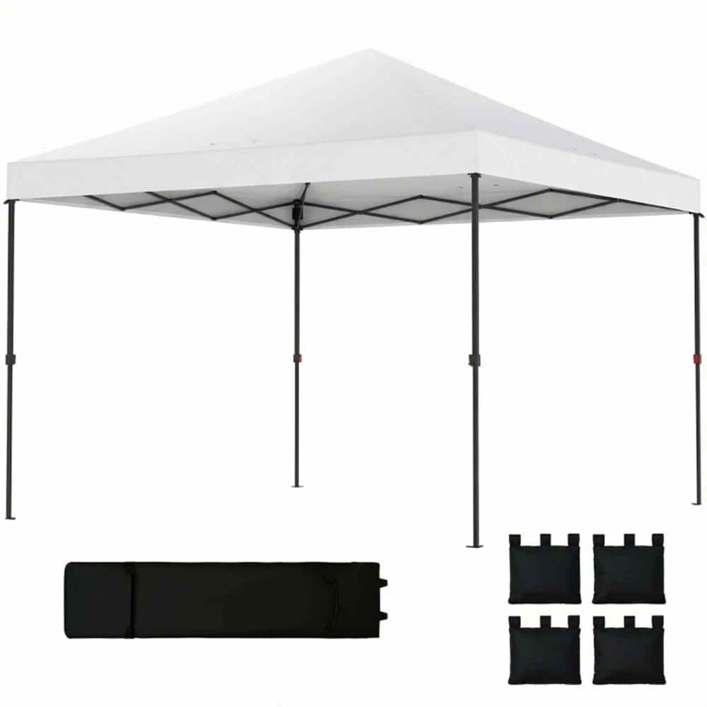 9.8 ft. x 9.8 ft White Pop Up Canopy Tent with UPF30+ Oxford Fabric and Steel Frame price history on PriceWatchPro