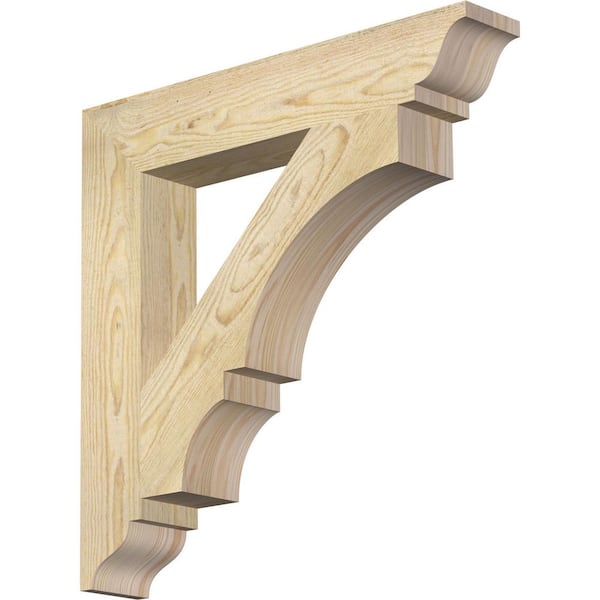 Ekena Millwork 4 in. x 24 in. x 24 in. Douglas Fir Balboa Traditional Rough Sawn Bracket